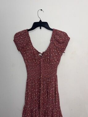 Blush Rose-Red Floral Smocked Mini Dress